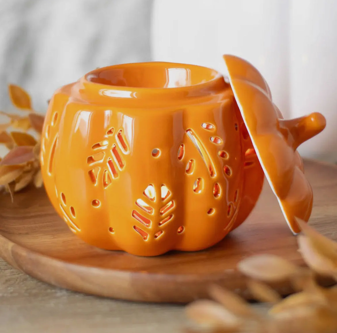 Orange Autumn Leaves Pumpkin Burner